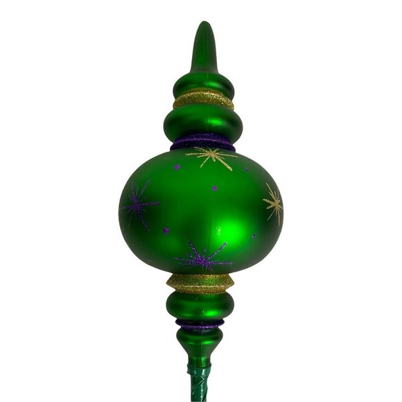 Glitter Mardi Gras Ornament Large 20" Decor Table Arrangements Green Gold Round - Picture 3 of 8